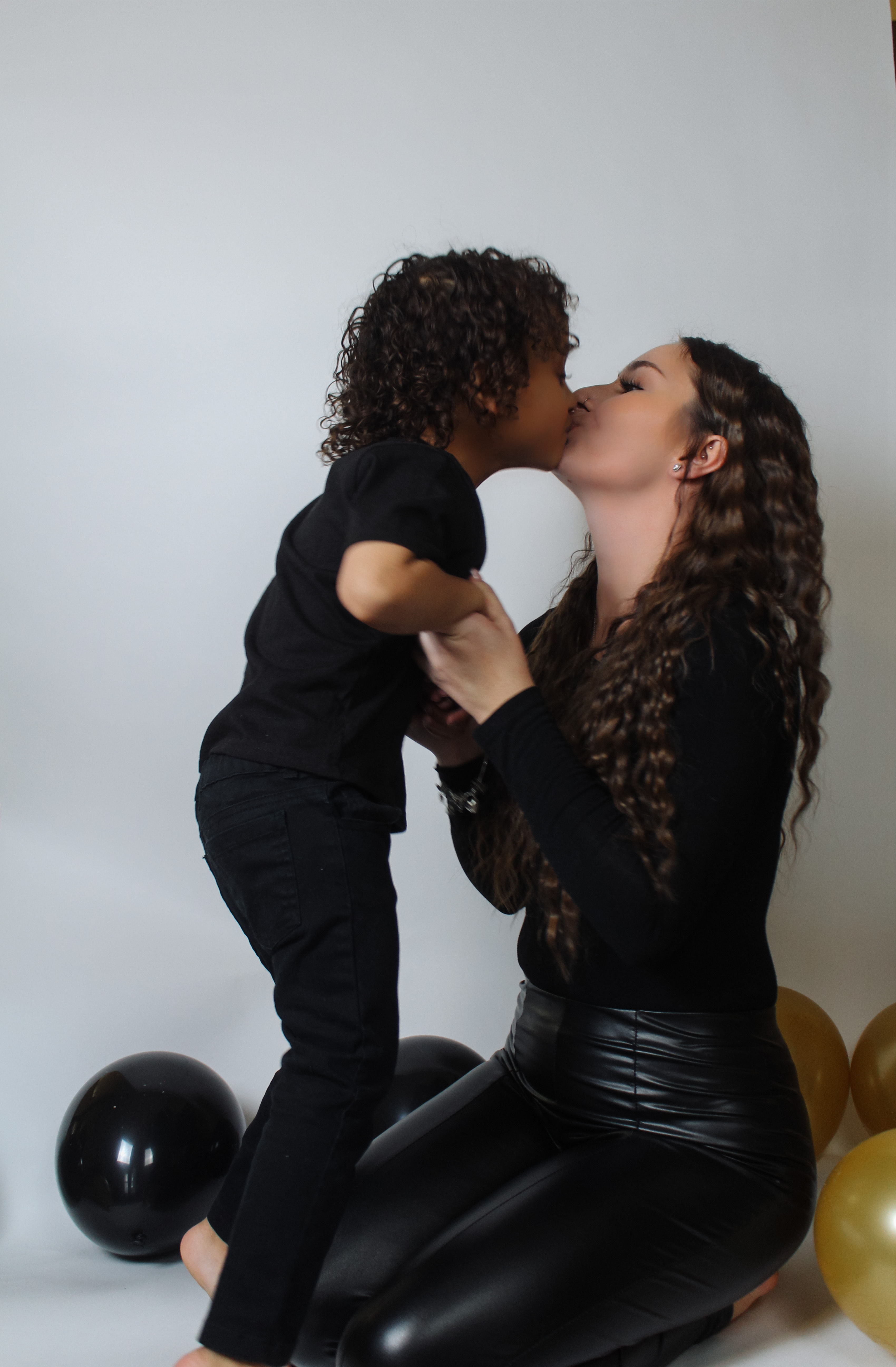 Mother and son portrait, studio family photo session, birthday photo ideas